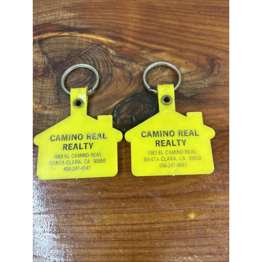 Vintage Lot Of 2 Camino Real Estate House Keychains Santa Clara California